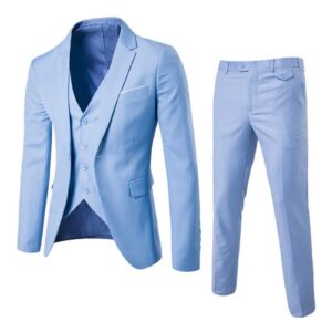One Button 3 Piece Suit Blue