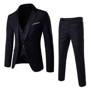 Business Formal Slim Fit Waistcoat Three-piece Suit Black