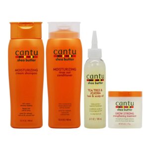 4-Piece Moisturizing Shampoo, Rinse, Tea Tree Oil And Grow Strong Treatment Set