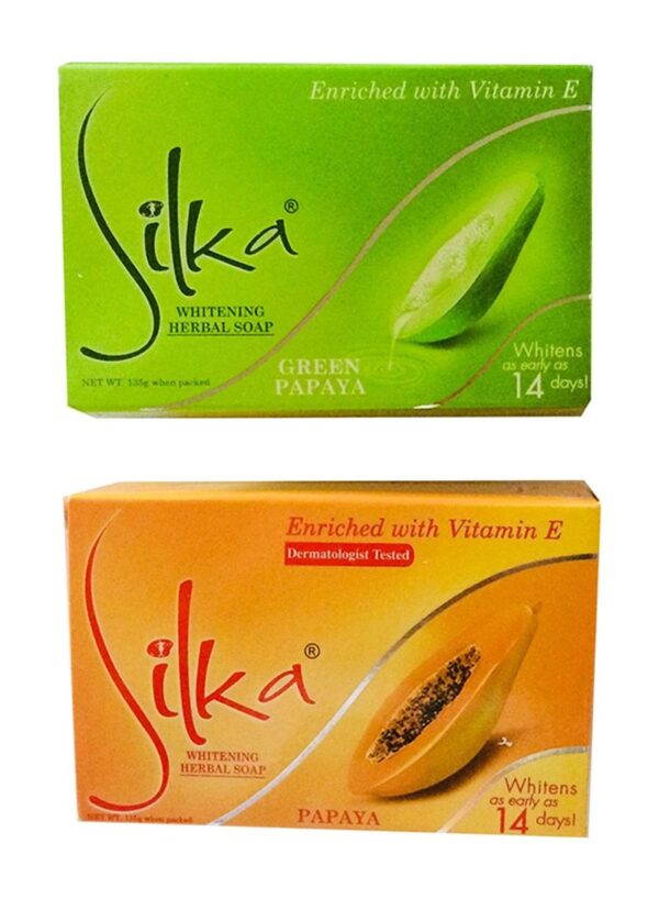 Silka 2-Piece Papaya Whitening Herbal Soap 135g