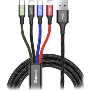 4-in-1 Rapid Series Fast Charging Cable for iPhone x 2 + Type-C + Micro USB Data Sync Charging Cable for Samsung s9 s8 Plus Note 9 8 3.5A 1.2M Multicolour