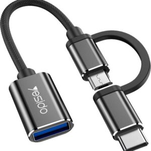 2 in 1 Super Fast Data Transmission Micro And Type C Black