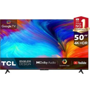 50 Inch 4K UHD Smart Google TV With Built-in Chromecast And Google Assistance, Hands-free Voice Control, Dolby Audio, HDR10 Micro Dimming technology, Edgeless Design 50P635 Black